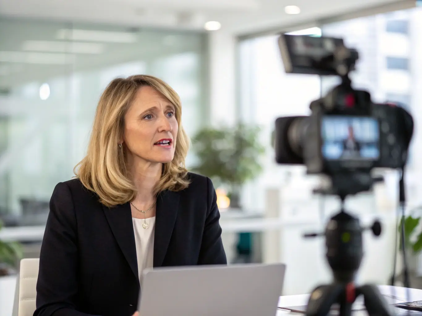 An image of a compliance expert explaining platform policies to a client via video call.