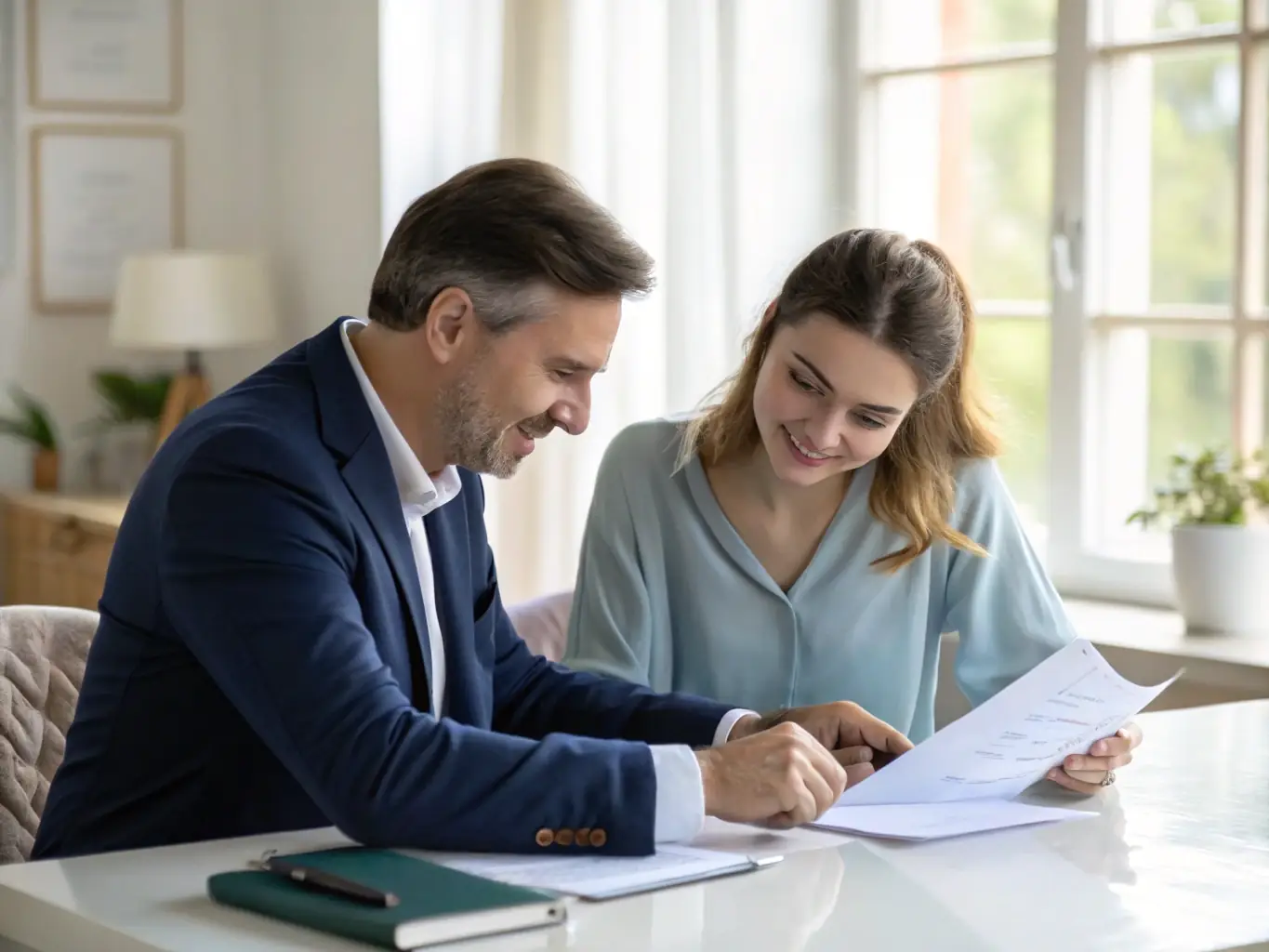 A professional consulting session with a client, reviewing compliance checklists and regulatory documents.